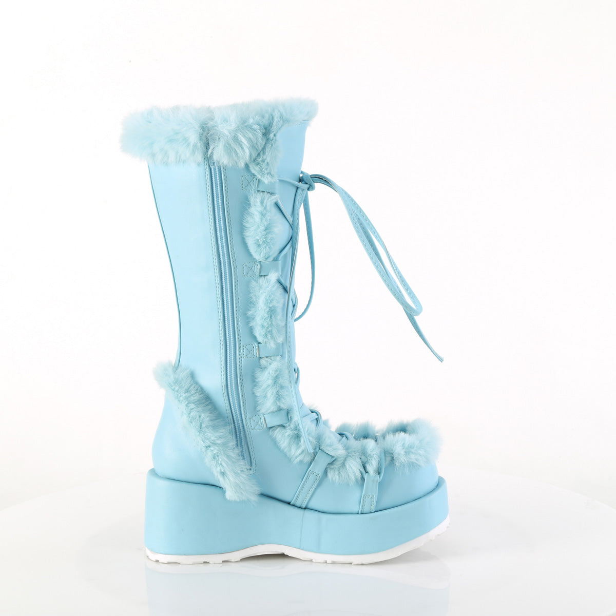 CUBBY-311 *2 3/4" Platform Lace-Up Mid-Calf Boot, Side Zip