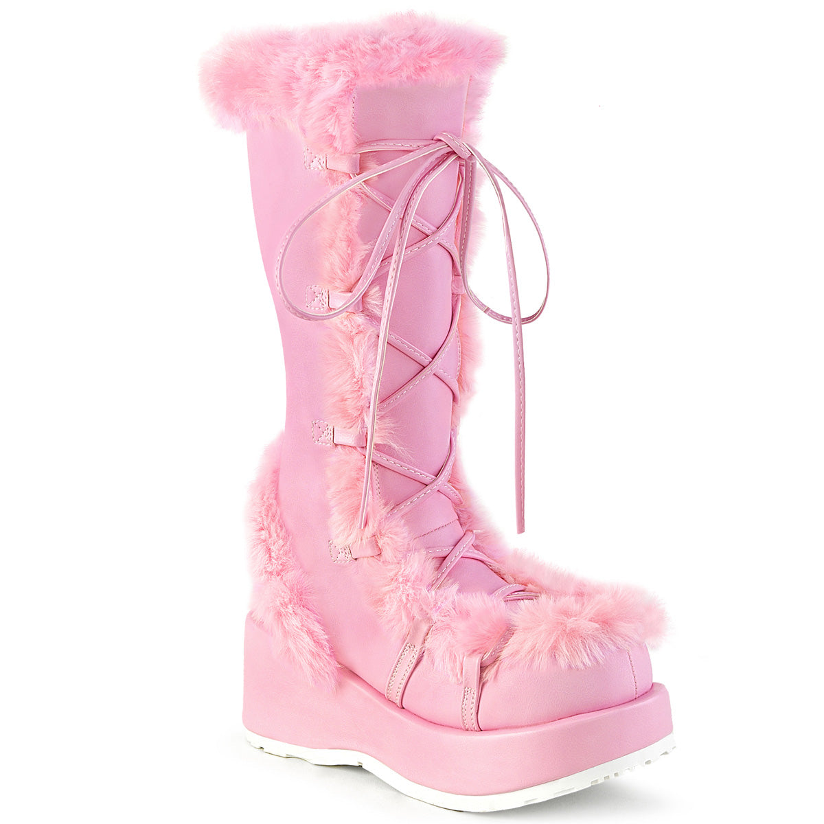 CUBBY-311 *2 3/4" Platform Lace-Up Mid-Calf Boot, Side Zip