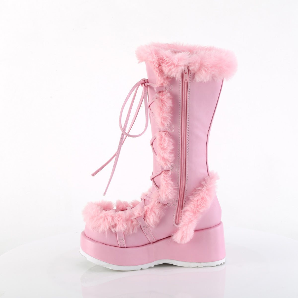 CUBBY-311 2 3/4" Platform Lace-Up Mid-Calf Boot, Side Zip