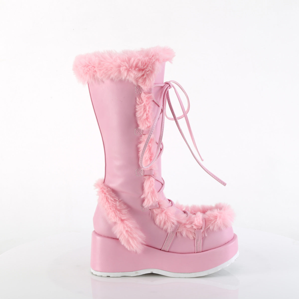 CUBBY-311 2 3/4" Platform Lace-Up Mid-Calf Boot, Side Zip