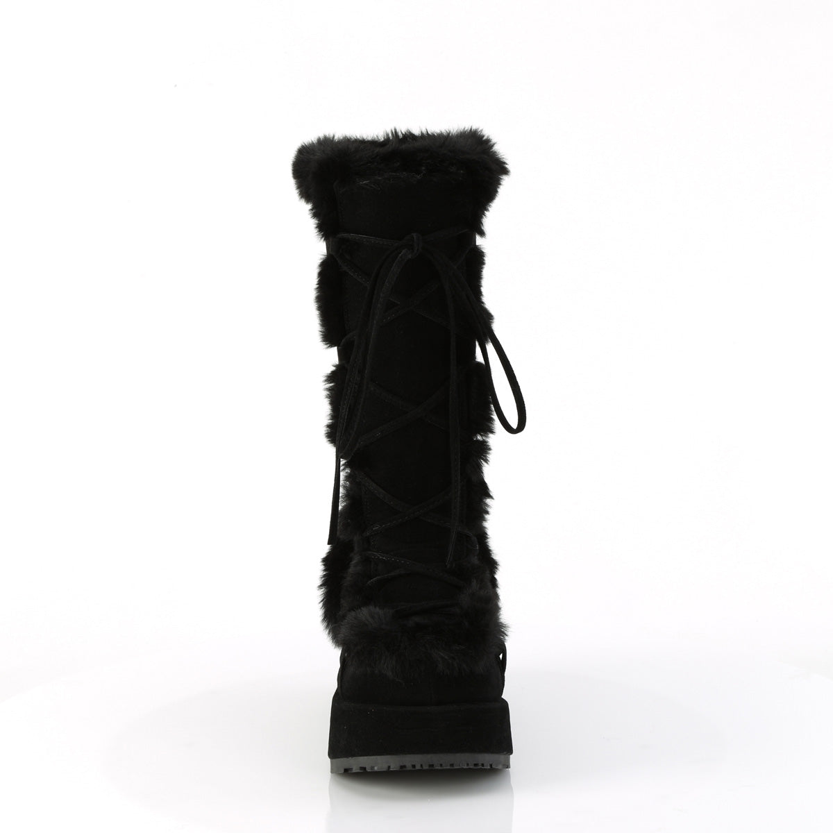 CUBBY-311 2 3/4" Platform Lace-Up Mid-Calf Boot, Side Zip