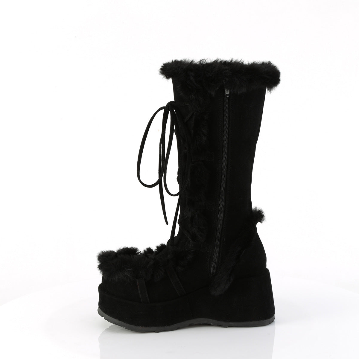 CUBBY-311 2 3/4" Platform Lace-Up Mid-Calf Boot, Side Zip