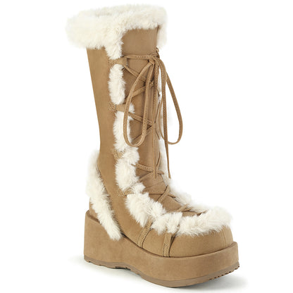 CUBBY-311 2 3/4" Platform Lace-Up Mid-Calf Boot, Side Zip