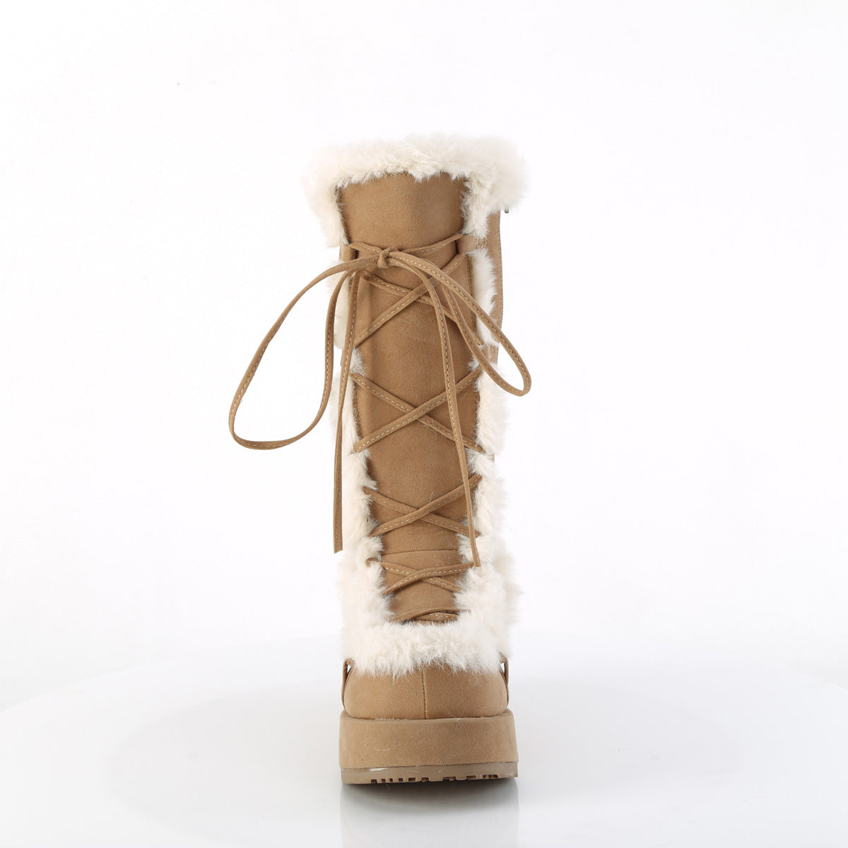 CUBBY-311 2 3/4" Platform Lace-Up Mid-Calf Boot, Side Zip