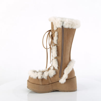 CUBBY-311 2 3/4" Platform Lace-Up Mid-Calf Boot, Side Zip