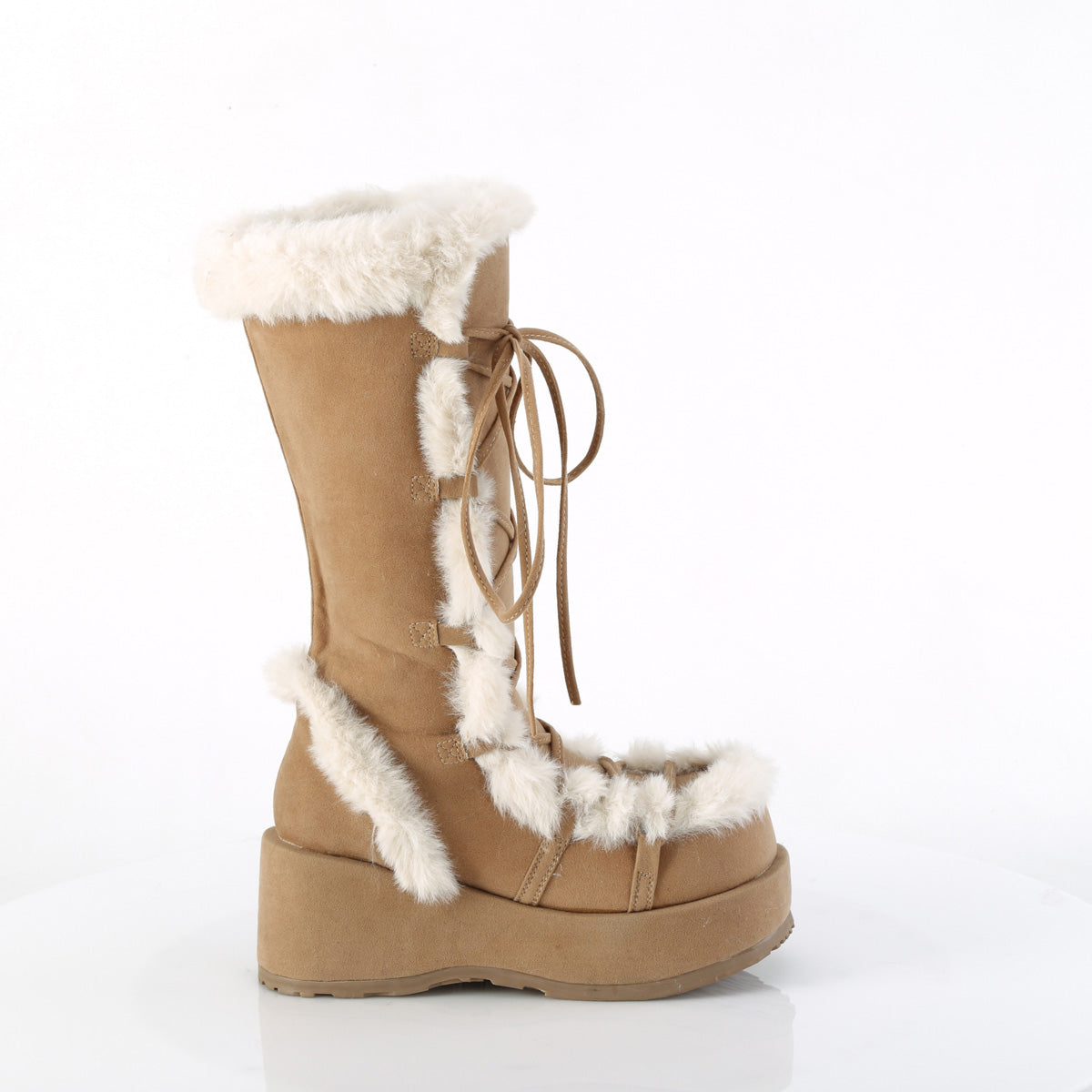 CUBBY-311 2 3/4" Platform Lace-Up Mid-Calf Boot, Side Zip