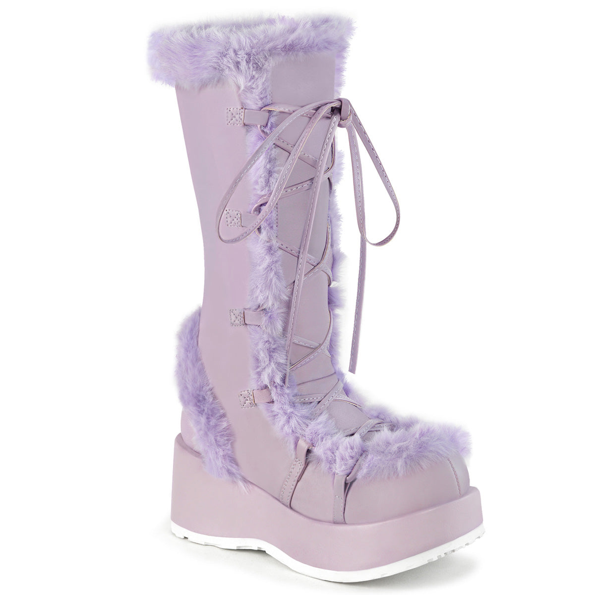 CUBBY-311 2 3/4" Platform Lace-Up Mid-Calf Boot, Side Zip