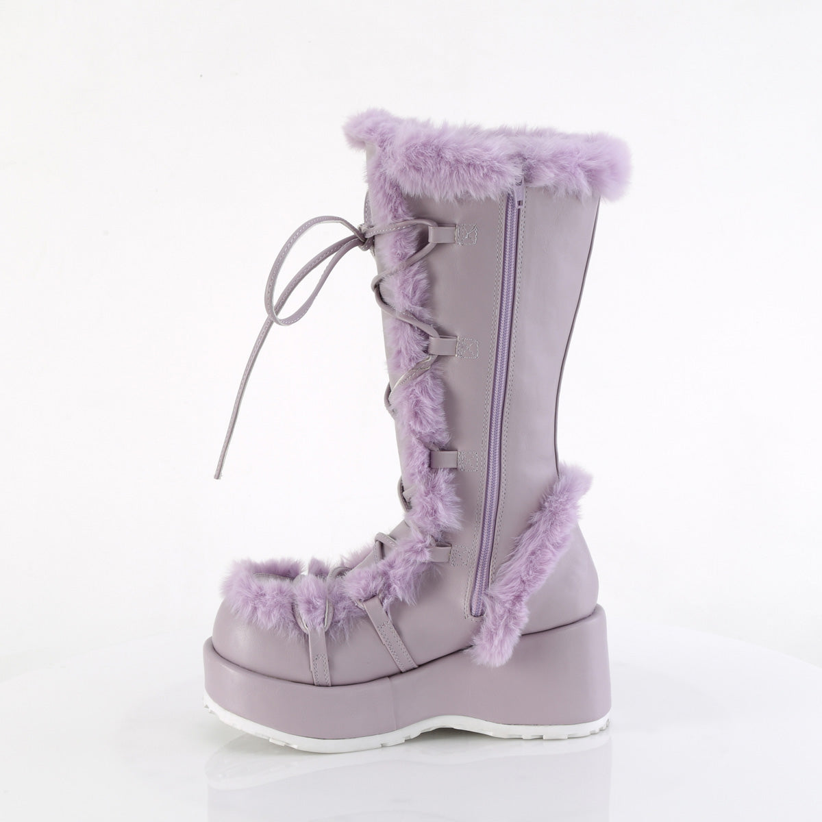 CUBBY-311 2 3/4" Platform Lace-Up Mid-Calf Boot, Side Zip
