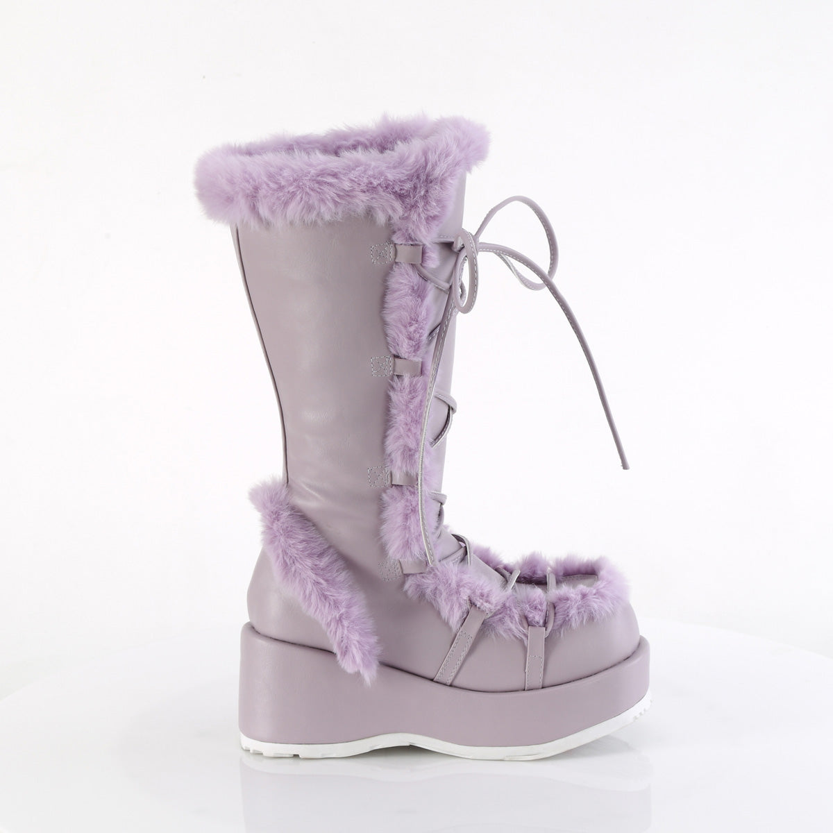 CUBBY-311 2 3/4" Platform Lace-Up Mid-Calf Boot, Side Zip