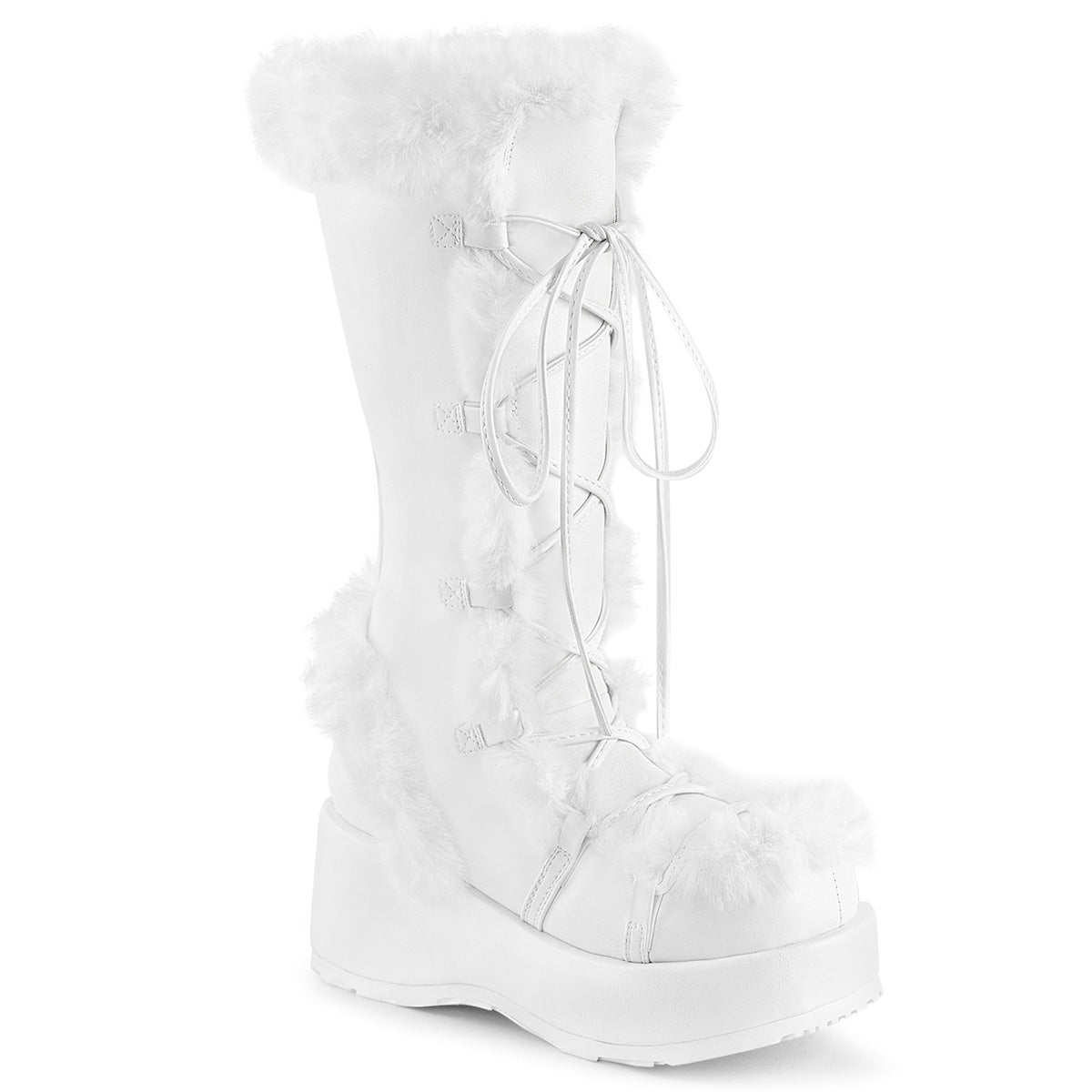 CUBBY-311 2 3/4" Platform Lace-Up Mid-Calf Boot, Side Zip