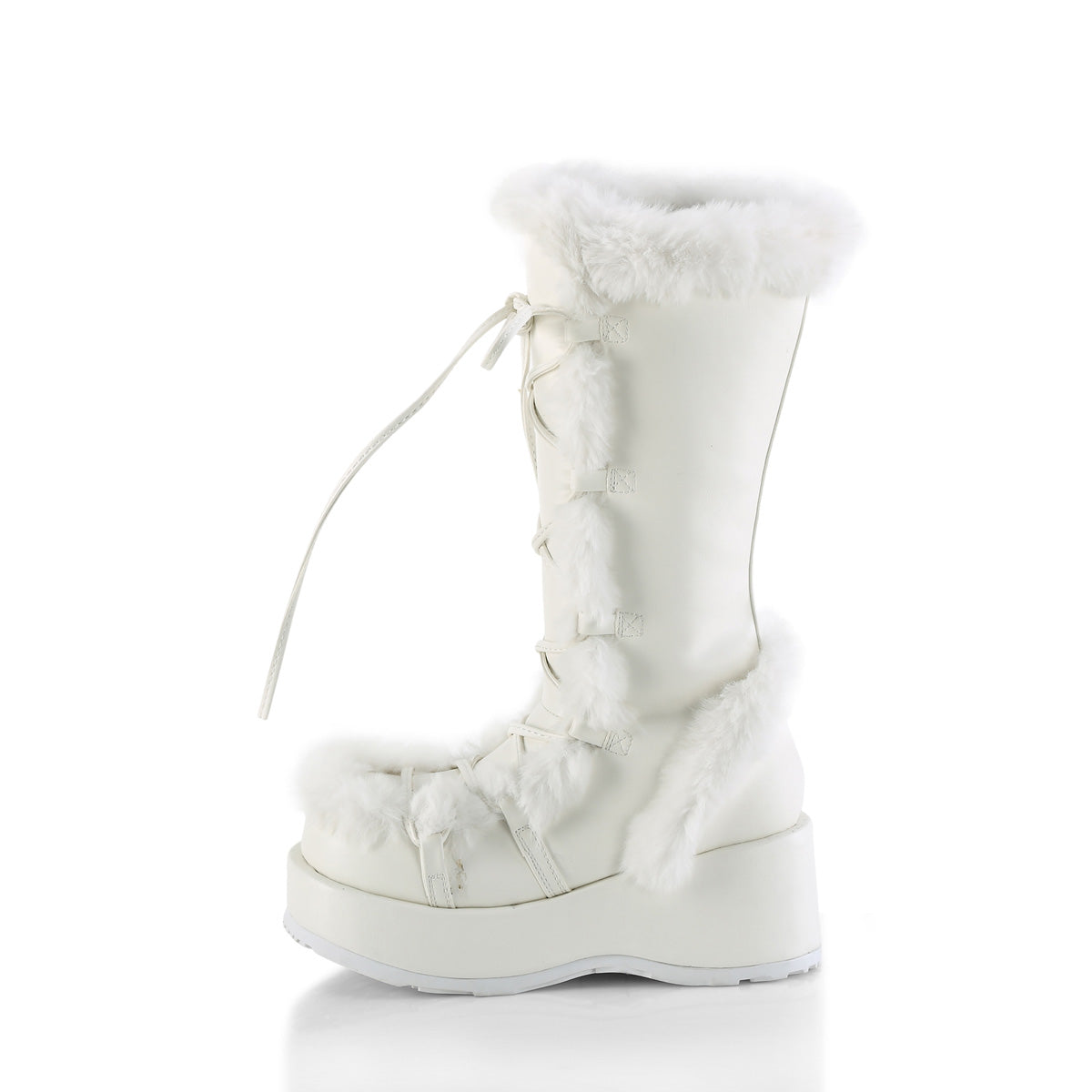 CUBBY-311 2 3/4" Platform Lace-Up Mid-Calf Boot, Side Zip