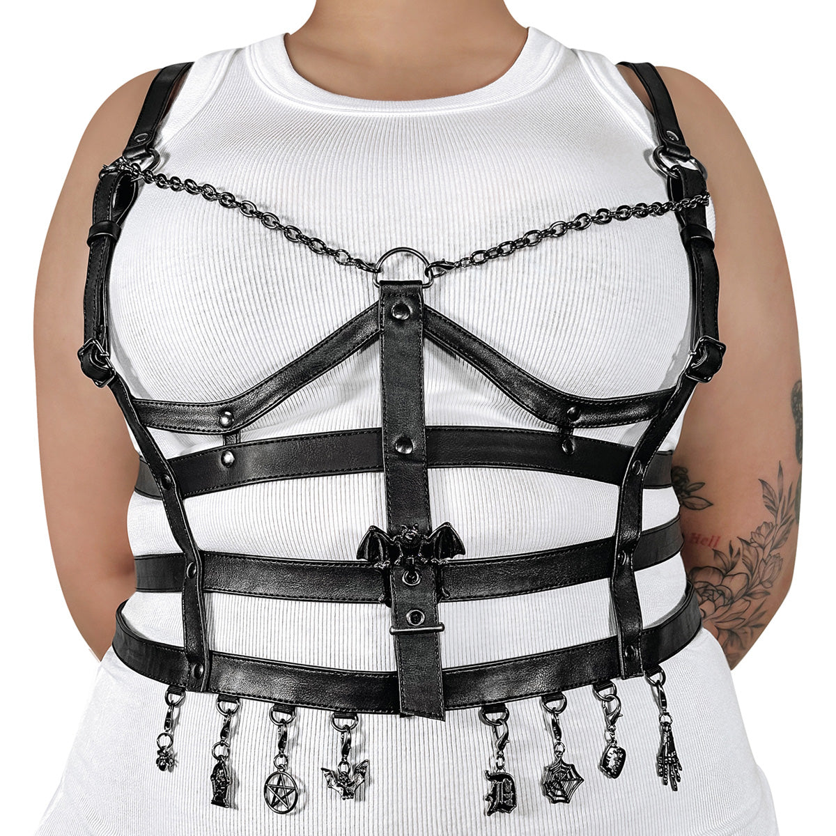 DA-118-LXL Faux Leather Cage Body Harness