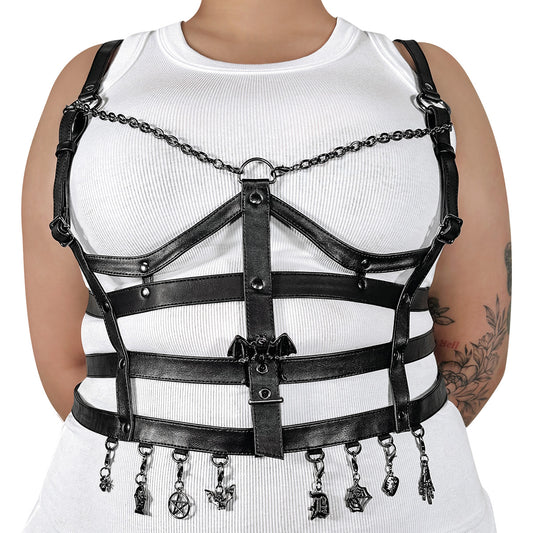 DA-118-LXL Faux Leather Cage Body Harness