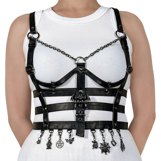 DA-118-SM Faux Leather Cage Body Harness