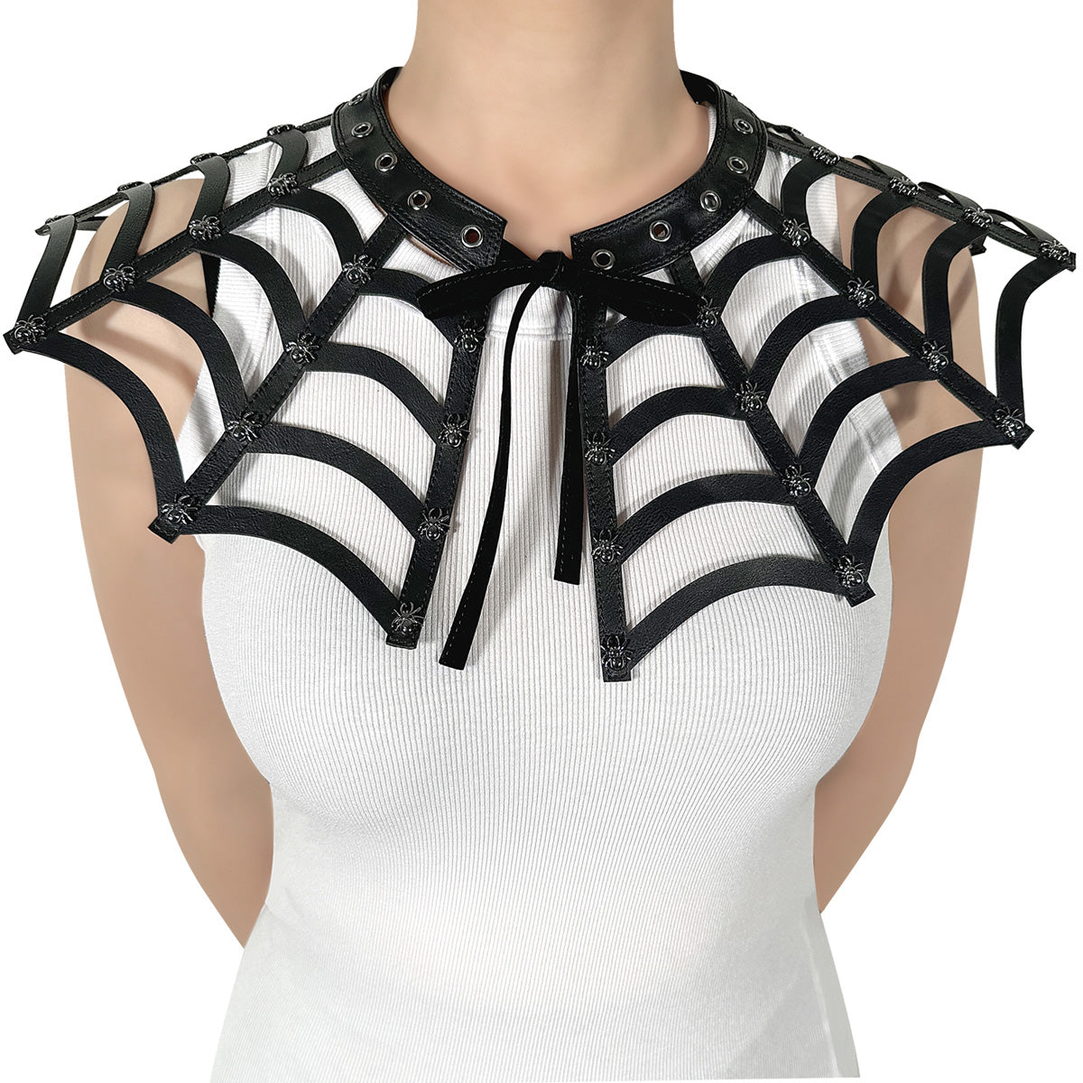 DA-213 Faux Leather Spiderweb Cut Out Collar