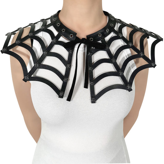 DA-213 Faux Leather Spiderweb Cut Out Collar