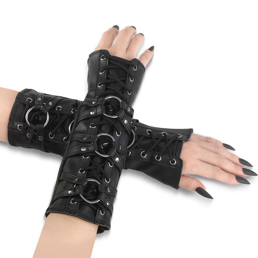DA-462 Stretch Faux Leather Arm Warmer (Pair)