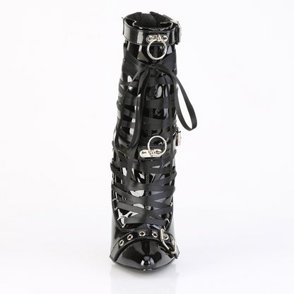 DAGGER-1032 6 1/4" Solid Brass Heel Ankle Boot, Back Zip