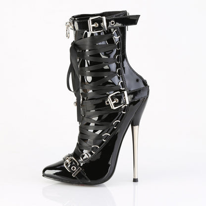 DAGGER-1032 6 1/4" Solid Brass Heel Ankle Boot, Back Zip