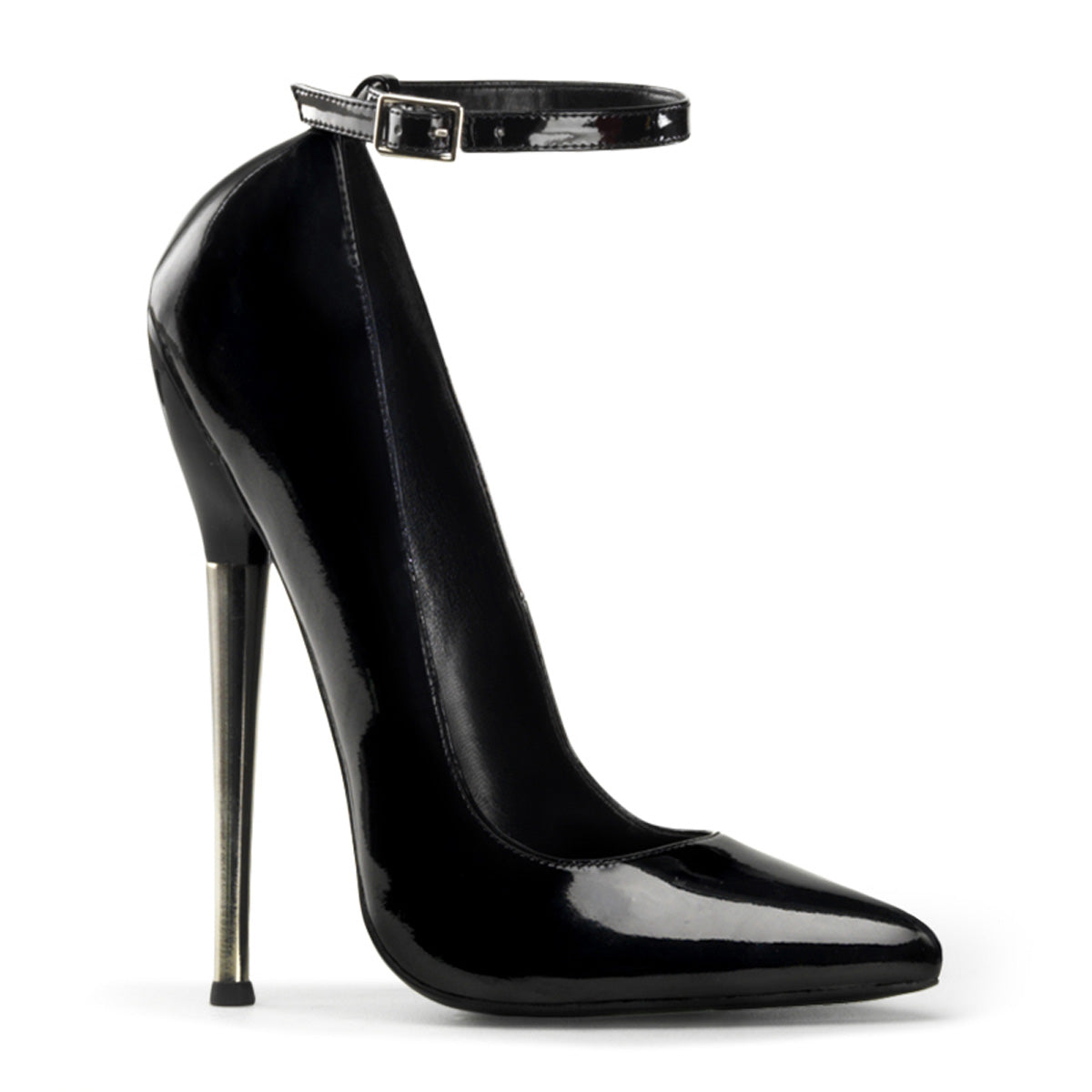 DAGGER-12 6 1/4" Solid Brass Heel Ankle Strap Plain Pump