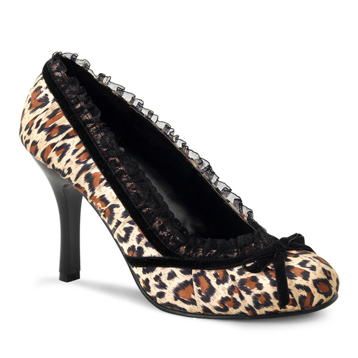 DAINTY-420 *3 1/2" Heel, Cheetah Satin Pleated Pump
