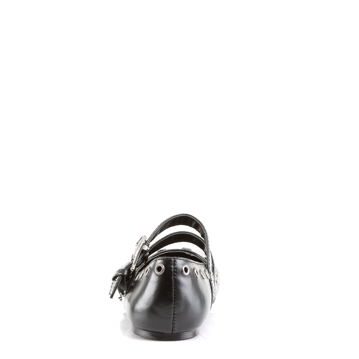 DAISY-03 Ballet Flat Double Strap MJ W/ Skull Buckle Eyelet Detailing