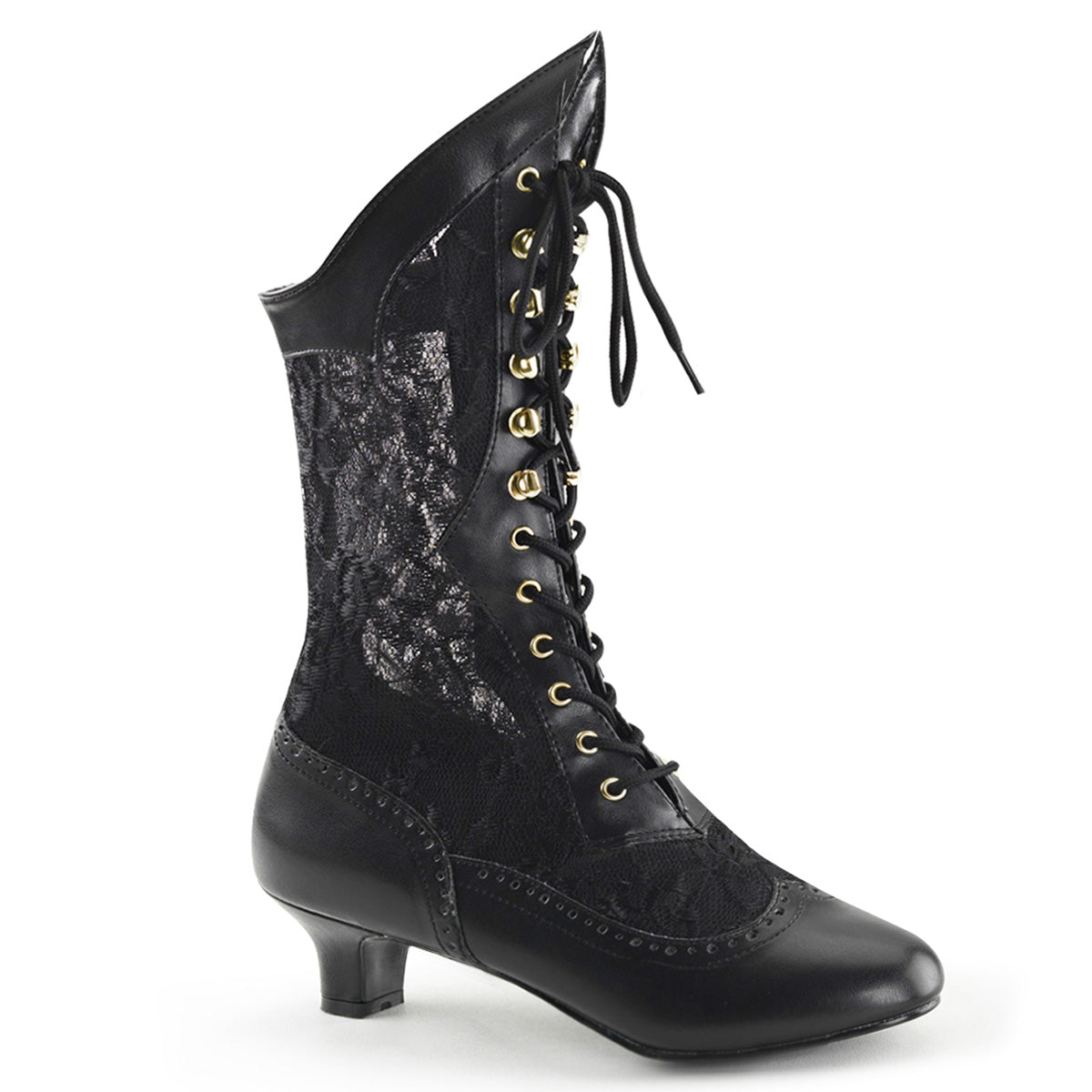 DAME-115 2" Heel, Lace Victorian Ankle Boot, Pioneer