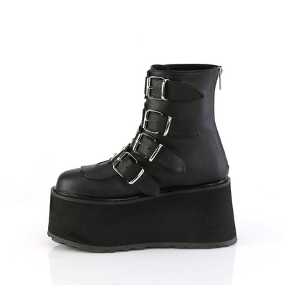 DAMNED-105 3 1/2" PF Ankle Boot w/ 4 Buckle Straps, Back Metal Zip