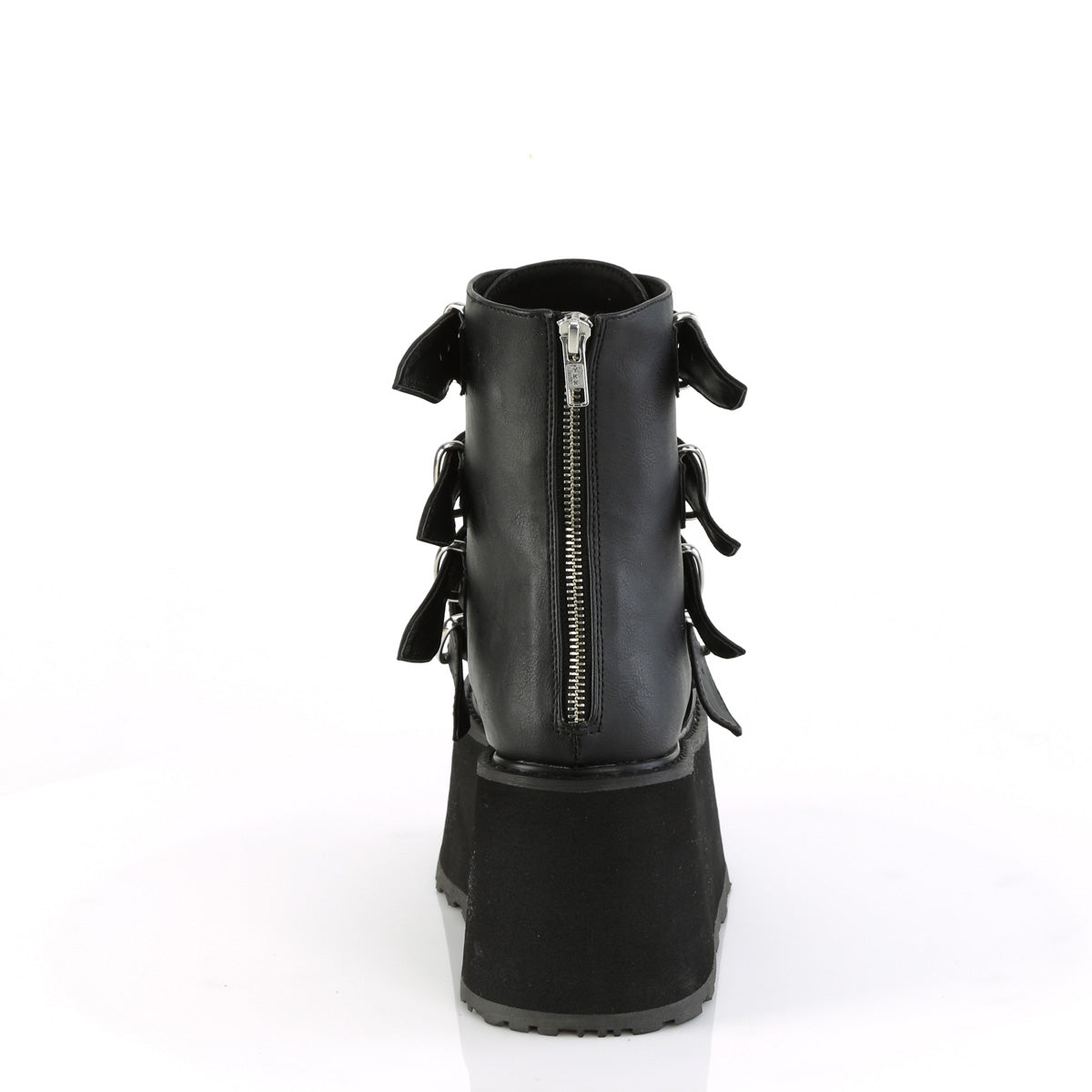 DAMNED-105 3 1/2" PF Ankle Boot w/ 4 Buckle Straps, Back Metal Zip