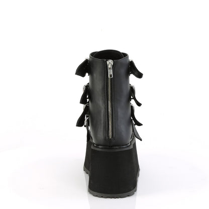 DAMNED-105 3 1/2" PF Ankle Boot w/ 4 Buckle Straps, Back Metal Zip
