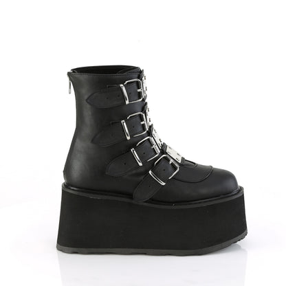 DAMNED-105 3 1/2" PF Ankle Boot w/ 4 Buckle Straps, Back Metal Zip