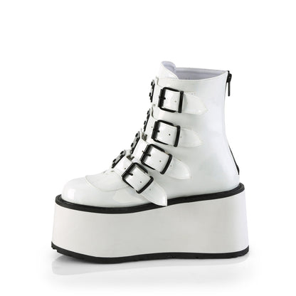 DAMNED-105 **3 1/2" PF Ankle Bootw/ 4 Buckle Straps, Back MetalZip