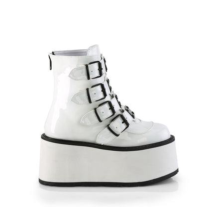 DAMNED-105 **3 1/2" PF Ankle Bootw/ 4 Buckle Straps, Back MetalZip