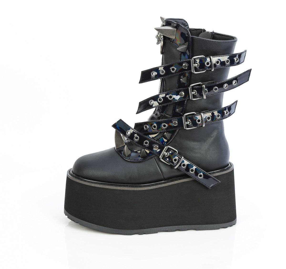 DAMNED-156 3 1/2" Platform Mid-Calf Boot, Inside Zip