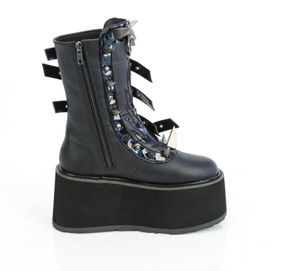 DAMNED-156 3 1/2" Platform Mid-Calf Boot, Inside Zip