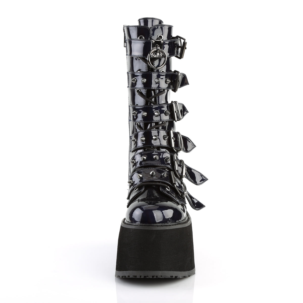DAMNED-225 3 1/2" PF Mid-Calf Boot w/6 BuckleStraps, Metal Side Zip