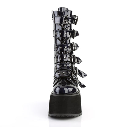 DAMNED-225 3 1/2" PF Mid-Calf Boot w/6 BuckleStraps, Metal Side Zip