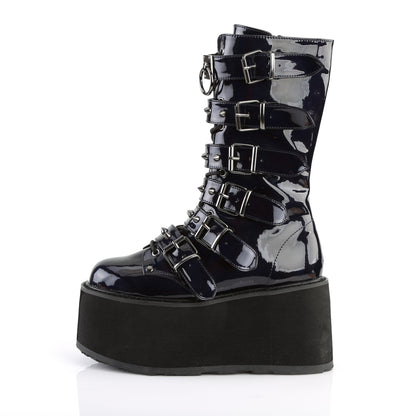 DAMNED-225 3 1/2" PF Mid-Calf Boot w/6 BuckleStraps, Metal Side Zip
