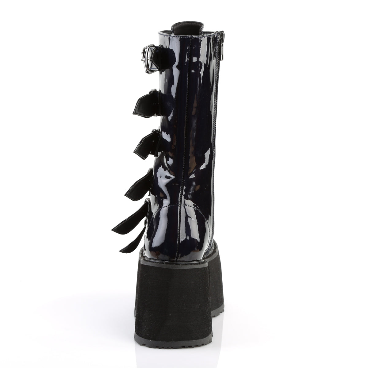 DAMNED-225 3 1/2" PF Mid-Calf Boot w/6 BuckleStraps, Metal Side Zip