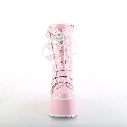 DAMNED-225 3 1/2" PF Mid-Calf Boot w/6 BuckleStraps, Metal Side Zip