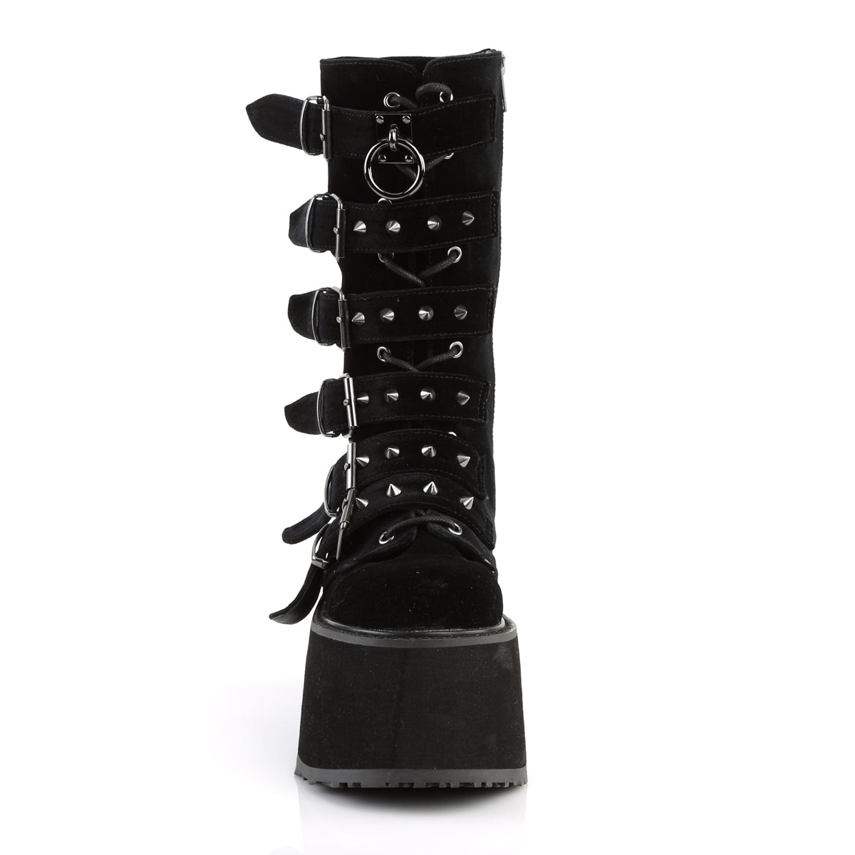 DAMNED-225 *3 1/2" PF Mid-Calf Boot w/6 BuckleStraps, Metal Side Zip