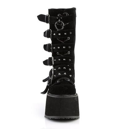 DAMNED-225 *3 1/2" PF Mid-Calf Boot w/6 BuckleStraps, Metal Side Zip