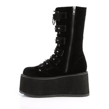 DAMNED-225 *3 1/2" PF Mid-Calf Boot w/6 BuckleStraps, Metal Side Zip