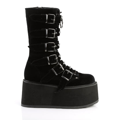 DAMNED-225 *3 1/2" PF Mid-Calf Boot w/ 6 Buckle Straps, Metal Side Zip