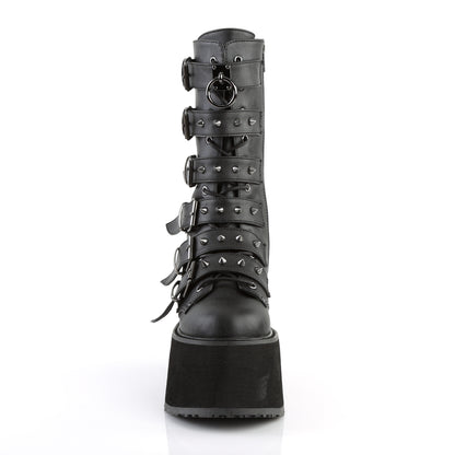 DAMNED-225 *3 1/2" PF Mid-Calf Boot w/ 6 Buckle Straps, Metal Side Zip