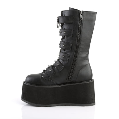 DAMNED-225 *3 1/2" PF Mid-Calf Boot w/ 6 Buckle Straps, Metal Side Zip
