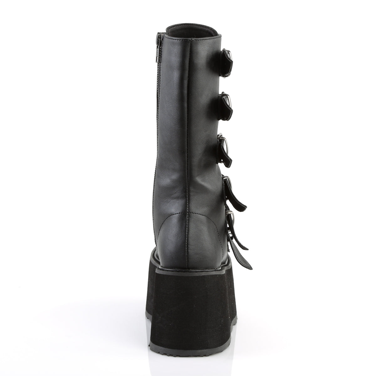 DAMNED-225 *3 1/2" PF Mid-Calf Boot w/ 6 Buckle Straps, Metal Side Zip
