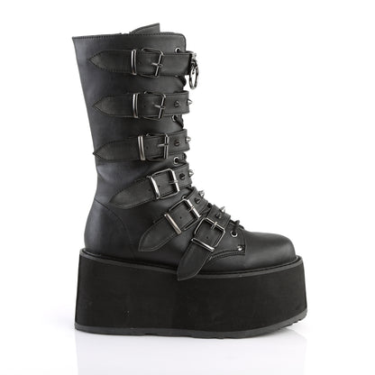DAMNED-225 *3 1/2" PF Mid-Calf Boot w/ 6 Buckle Straps, Metal Side Zip