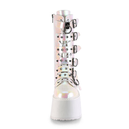 DAMNED-225 3 1/2" PF Mid-Calf Bootw/6 BuckleStraps, Metal SideZip