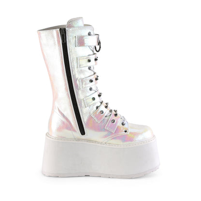 DAMNED-225 3 1/2" PF Mid-Calf Bootw/6 BuckleStraps, Metal SideZip